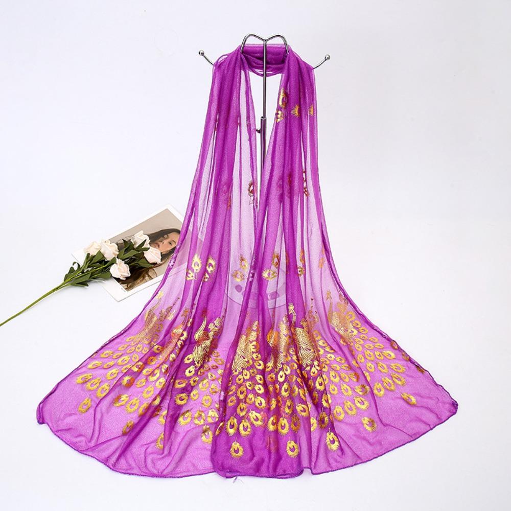 New printed phoenix rose silk scarf women's versatile long beauty yarn scarf beach yarn gift