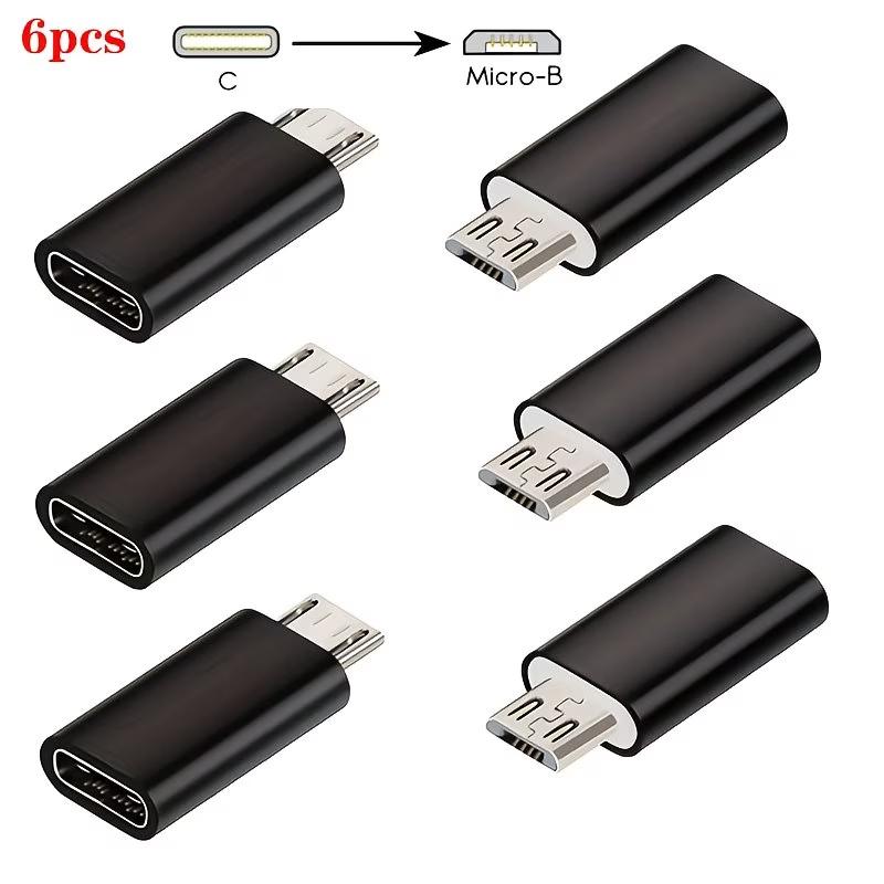 USB C Female to Micro USB Male Adapter (1/2/3/4/5/6-Pack) Micro USB Adaptor Micro USB to USB C Adapter Fast Charger Power Cabl 3