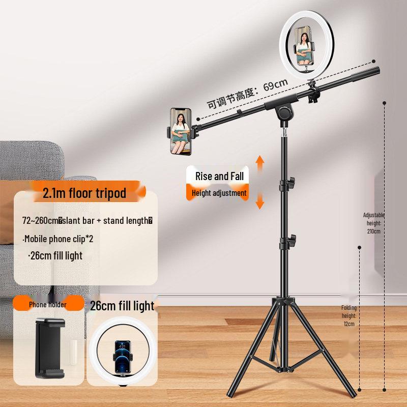 2025 Phone Holder & Tripod for Live Broadcast, Overhead Shooting & Selfie Photography with Fill Light