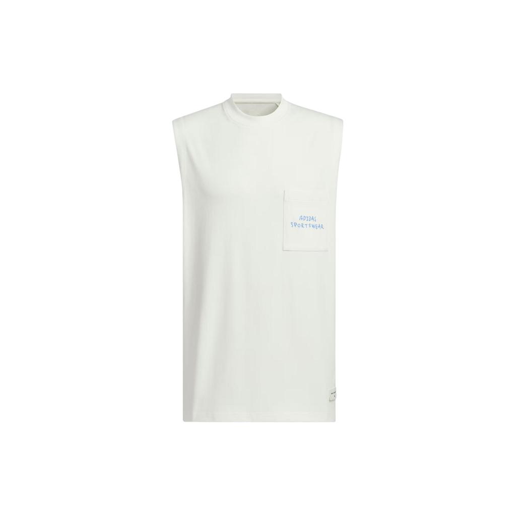 Adidas Letter Pocket Round Neck Printed Sports Casual Sleeveless Vest Men Tops Han-Jade-White JP2642