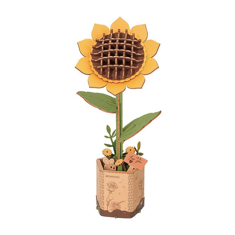 Wood Art Three-Dimensional Puzzle Block Flower Assembly Bouquet Desktop Decoration Children's Puzzle Assembly Toy G229 St Practical Use