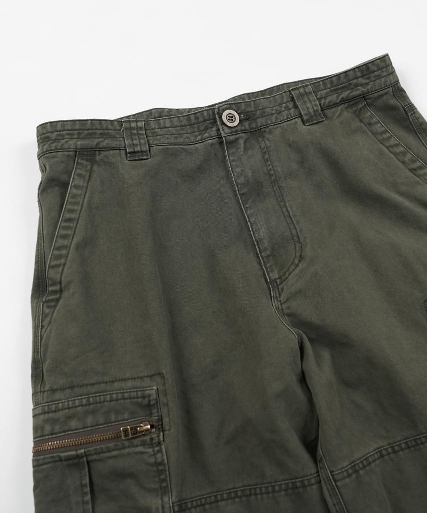 FRIZMWORKS Washed Cotton Zip Cargo Pants _ Olive