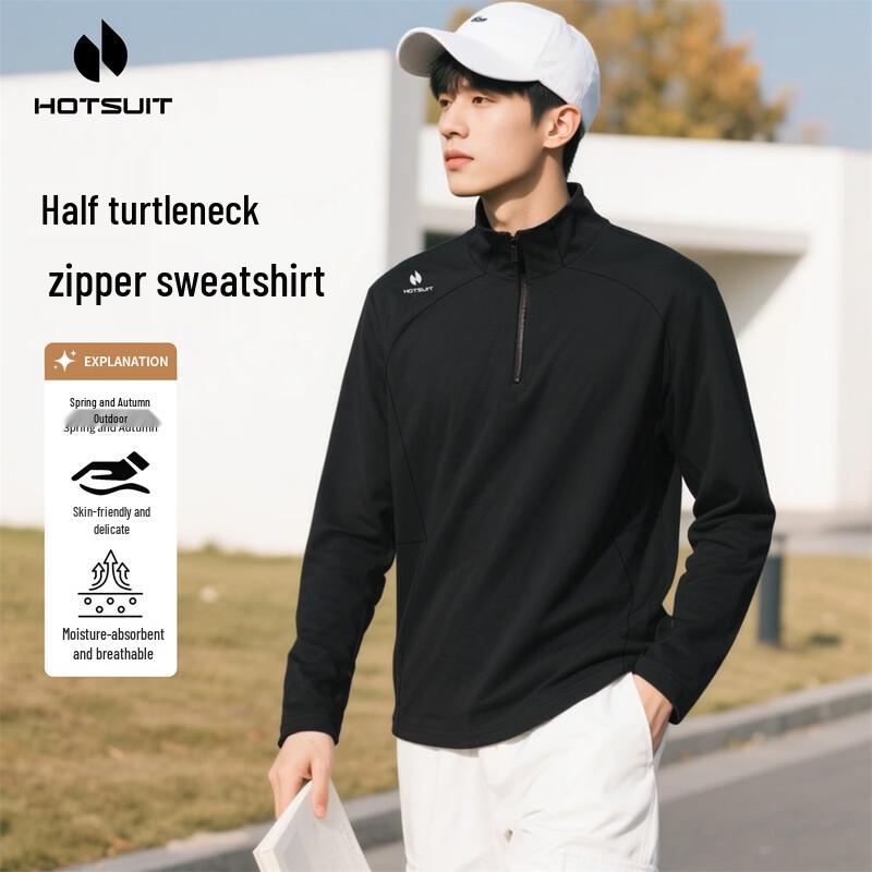 HOTSUIT Men s Half-Zip Stand Collar Long Sleeve Thermal Base Layer M