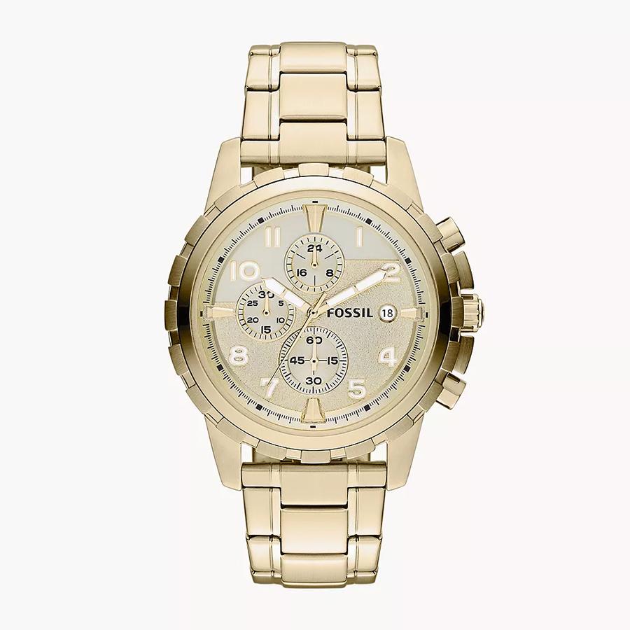 Dean Chronograph Stainless Steel Men's Quartz Watch, Classic Color Scheme, Gold, Three Small Dial Display, Low-Key Texture, As A Gift.FS4867