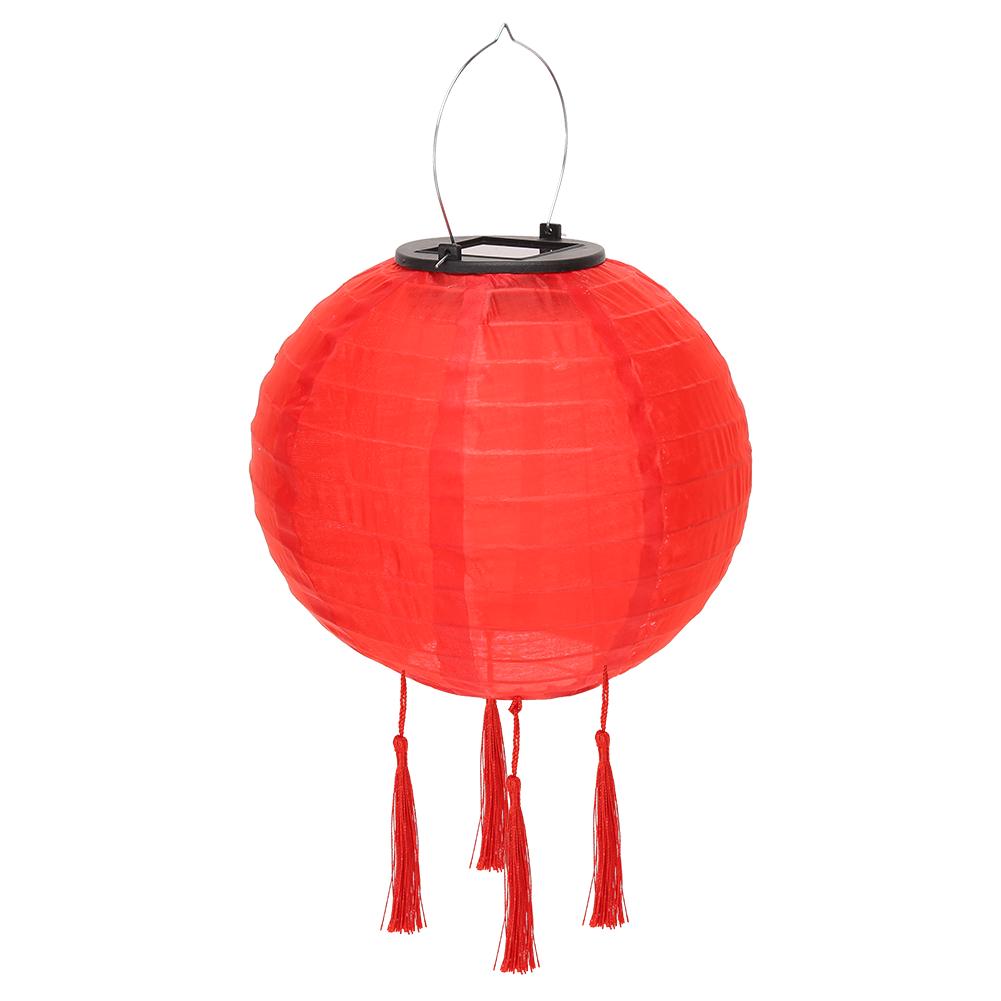 8 inch Waterproof Solar Chinese Lantern Nylon Hanging Lamp Outdoor Festival Wedding Birthday Party Decorations Light