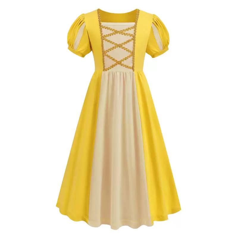 European and American girls princess style pure cotton long dress Snow White dress Belle princess Cinderella princess dress 100cm