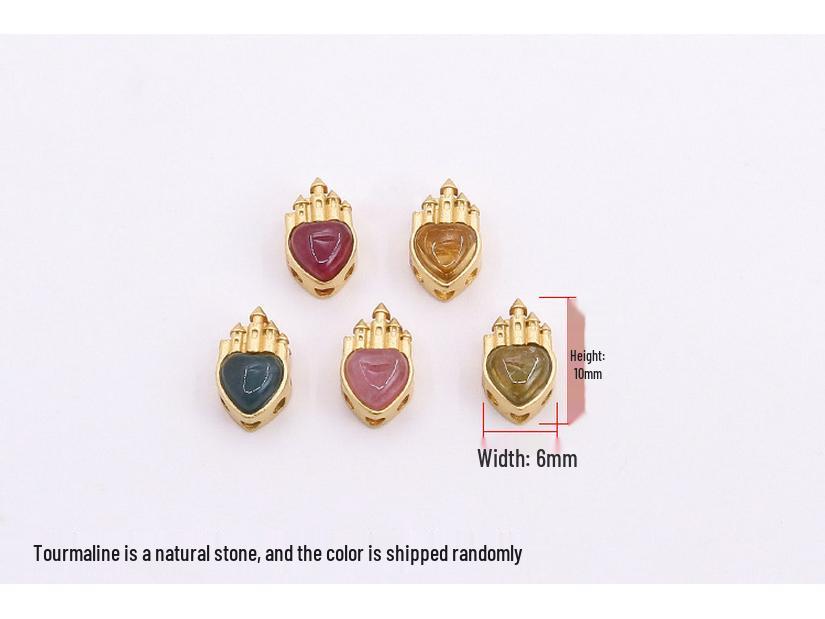 

Подвеска из стерлингового серебра 925 пробы в форме сердца с бусинами-спейсерами из радужного турмалина.