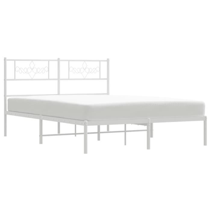 VidaXL Metal Bed Frame with White Headboard 140x190 Cm 355316