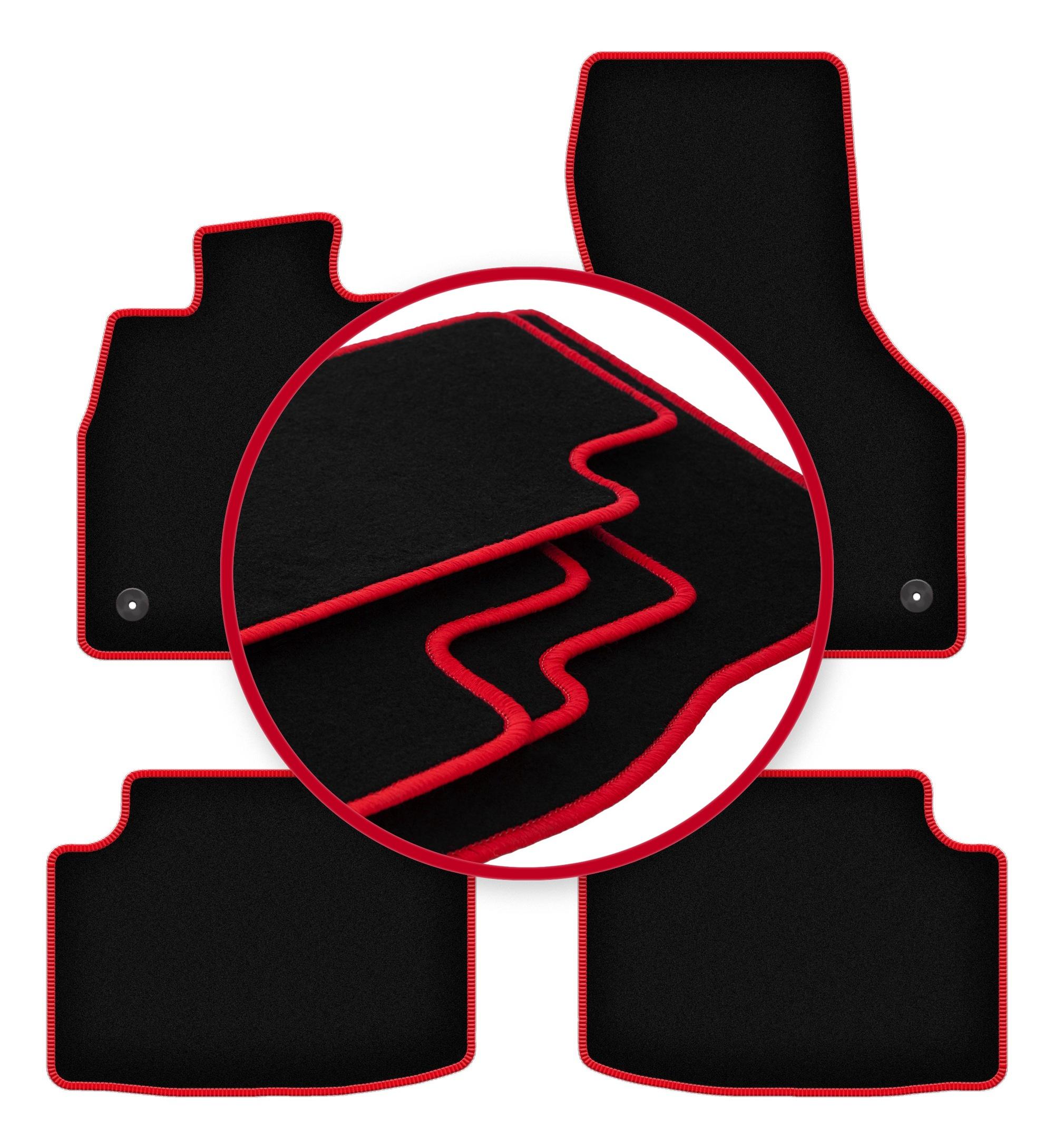 Velours vloermatten met rode rand voor: Skoda Octavia III liftback, sedan, variant, stationwagon (2012-2020)