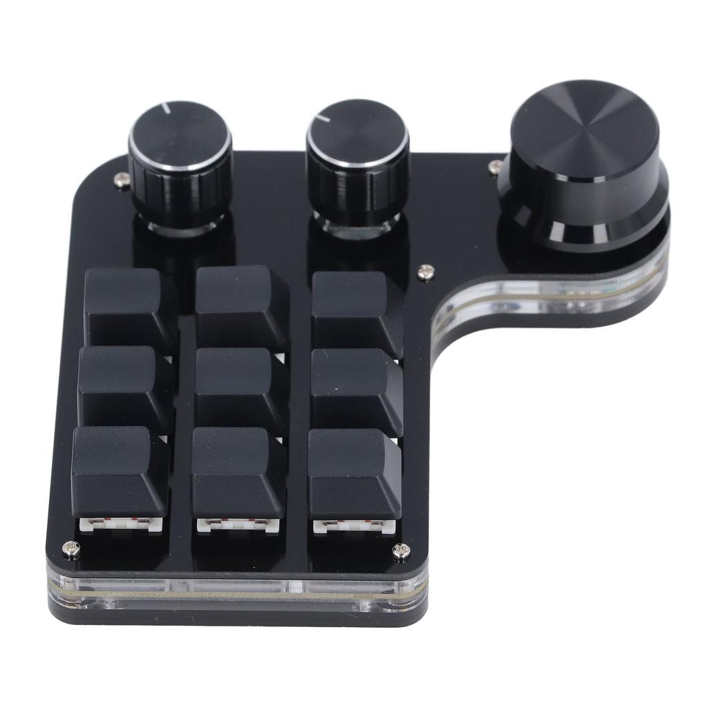 USB Mini Macro Mechanical Gaming Keyboard Programmable 9 Keys 3 Knobs Red Switch RGB LED Onboard