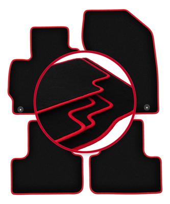 Velours-Fußmatten mit rotem Rand für: Mitsubishi ASX Crossover (2010-2019)