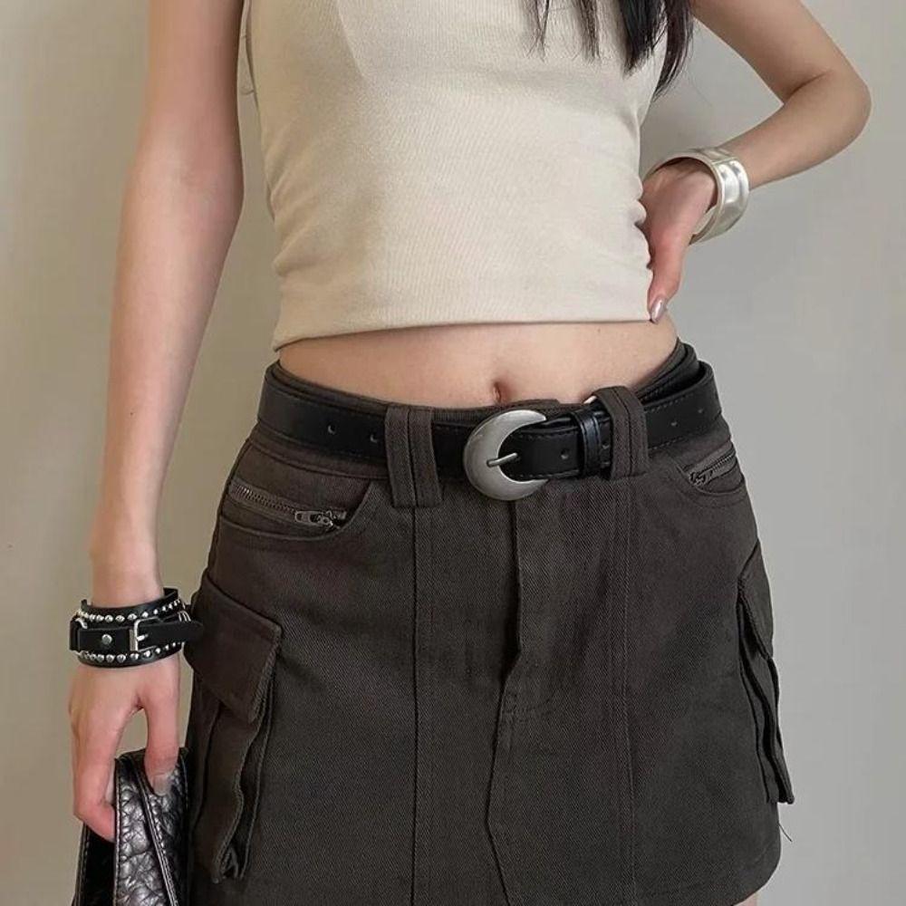 Designer Moon Waist Belt PU Leather Dress Jeans Belt Ins Style Women's Belt  Spicy Girls