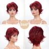 Parrucche Sintetiche con Frangia per Donna Capelli Corti Naturali Mossi Ricci Rosso Vino Parrucca Quotidiana da Festa Cosplay Parrucca Femminile in Fibra ad Alta Temperatura
