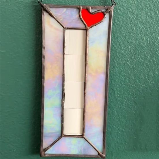 Cadru Photobooth Vitraliu Handmade Cadru Vertical Vintage pentru Benzi Foto cu 4 Poze Cadru de Cupru Folie Vitraliu Lucrat Manual Cadou de Amintire