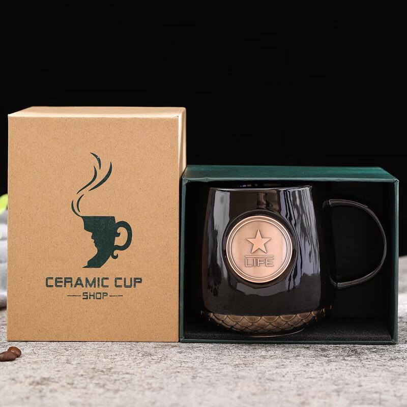 Chaxun Classic Bronze Badge Office Mug