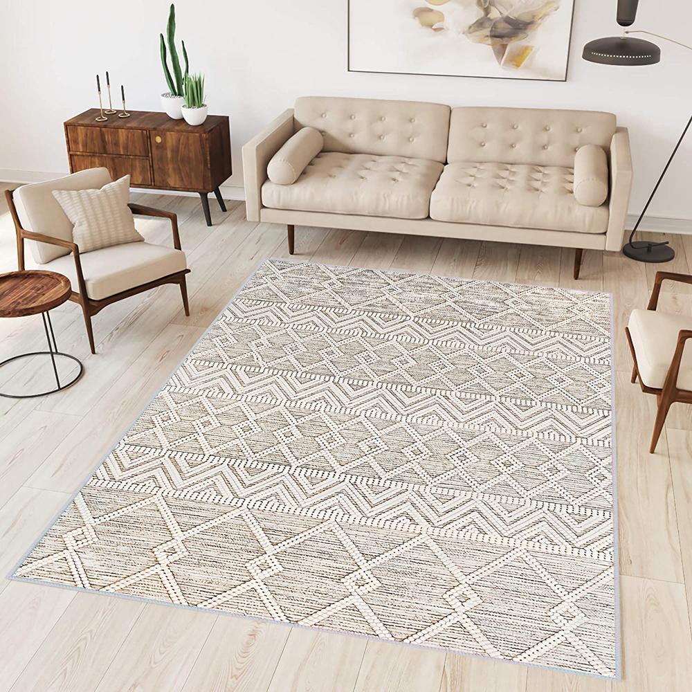 

Rovigo Home Цифровая печать Моющийся нескользящий напольный ковер для гостиной RVG0303 50 x 80 бежевый