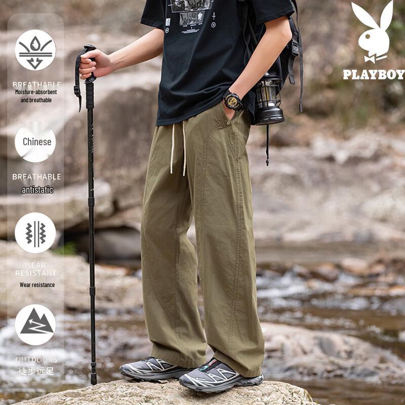 PLAYBOY Men s Summer Casual Straight-Leg Cargo Pants M
