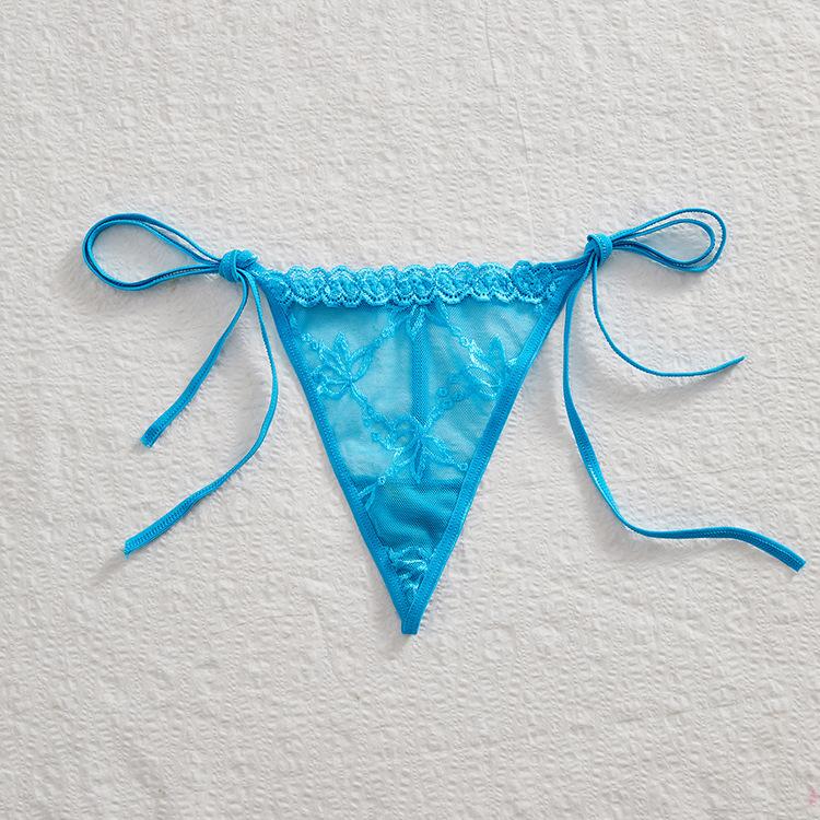 

Женское весенне-летнее сексуальное прозрачное кружевное белье-стринги One Size синий