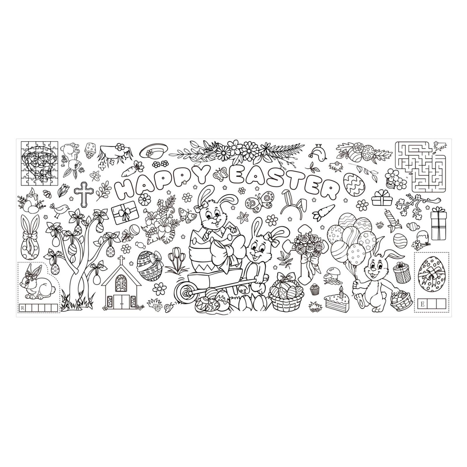 Пасхальный Раскрашивающий Плакат Детская Вечеринка Одноразовая Бумажная Скатерть 76 * 183см Используется Для Вечеринок Развитие Детских Рук белый