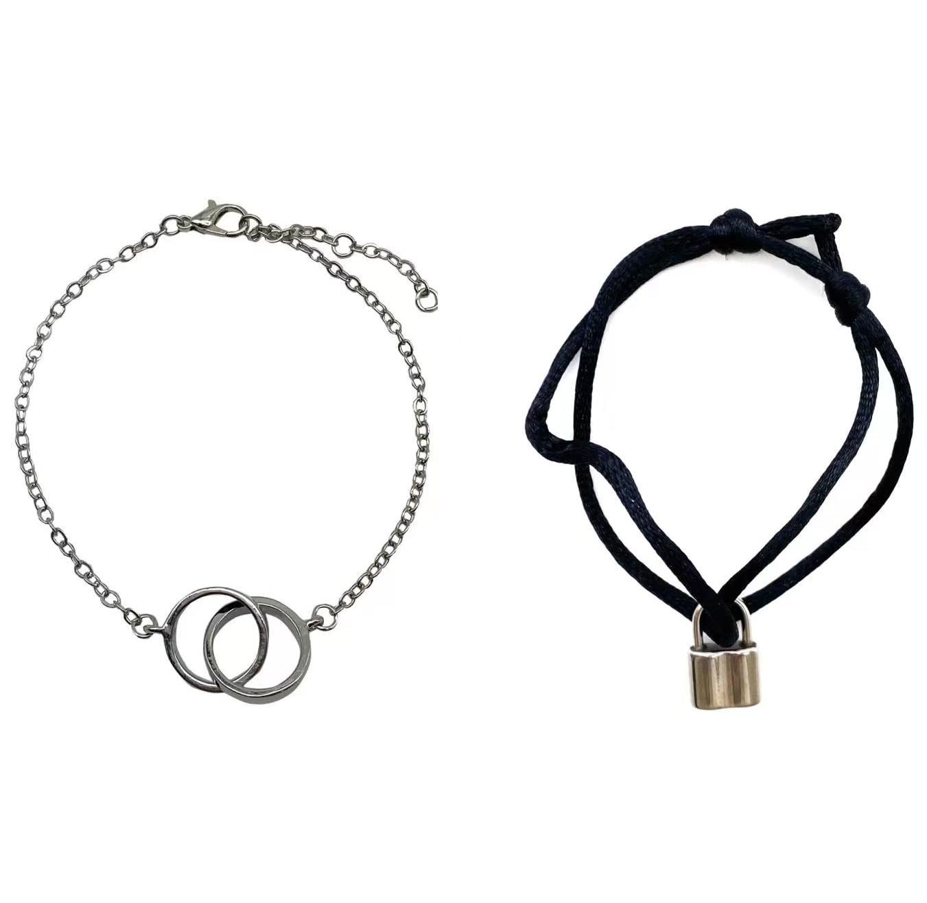 

AREUM Bracelets, Korean Style for Men and Women, Featuring Motifs Worn by Jimin, V, and Hoseok, Set of 2, Popular Accessories (Type E)