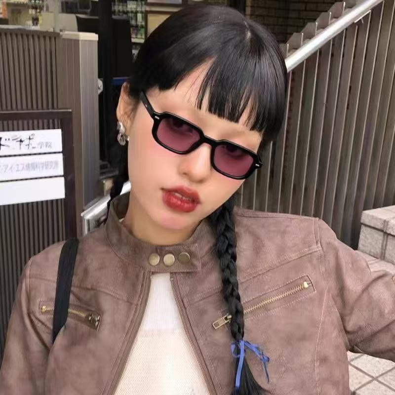 3Pcs Fashion Square Rivet Design Sunglasses Vintage Colorful Lens Sun Glasses Men Women Simple High-Quality Eyeglass Uv400