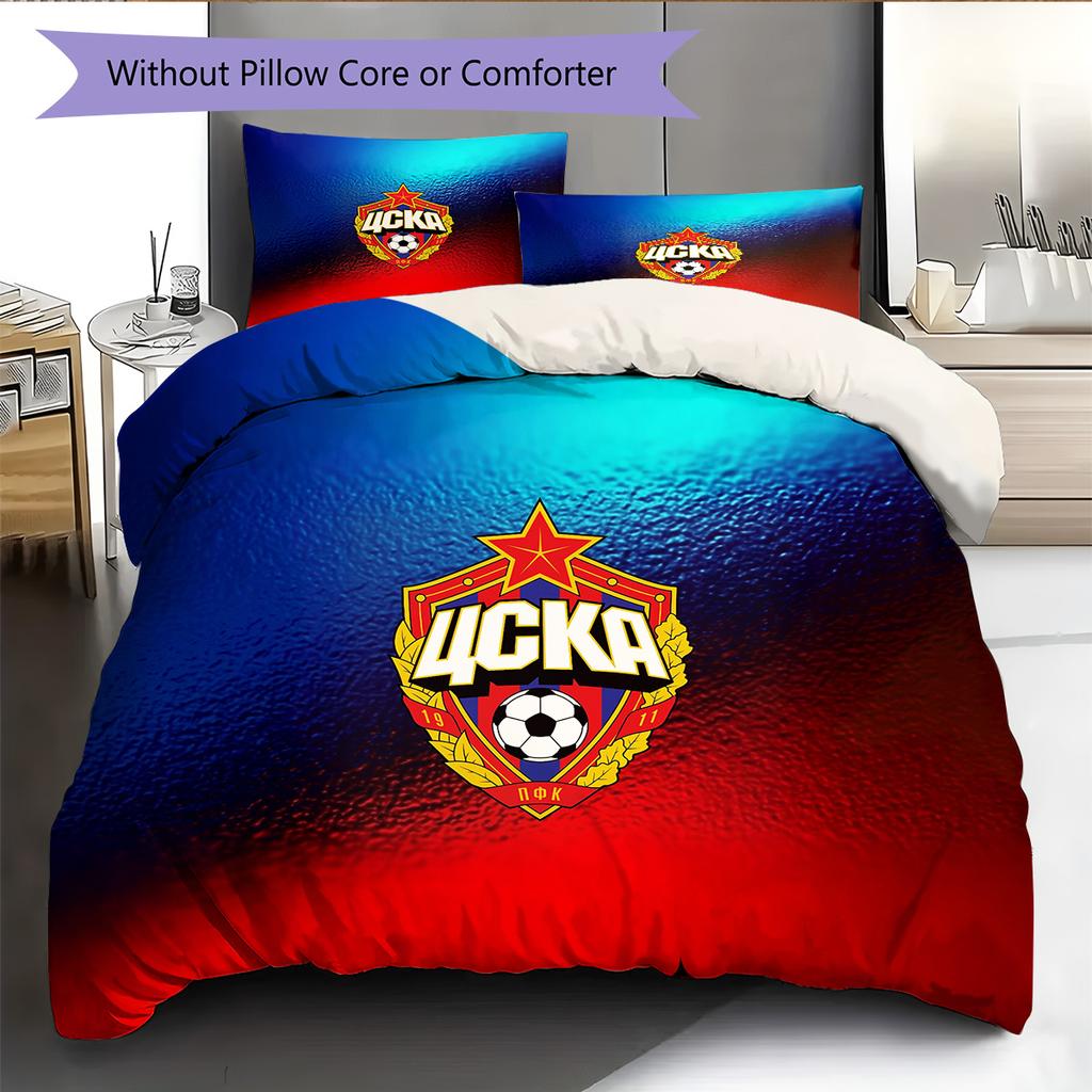CSKA Moscow Football Club Pattern Bedding Quilt Set Home Decoration Gift (1 * duvet cover + 2 * pillowcase without core)