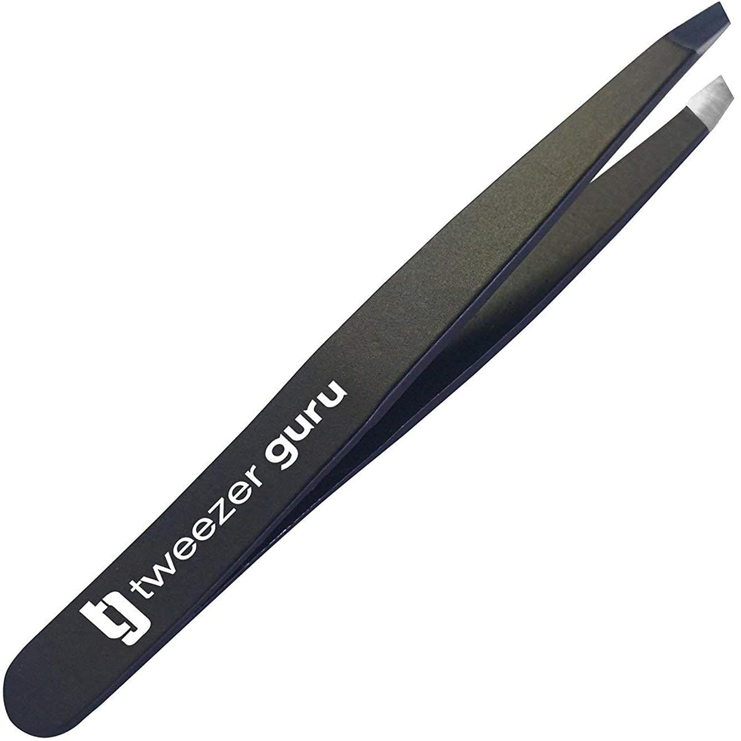 TweezerGuru hair removal tweezers precision stainless steel nose beard splinter blackhead comedone exfoliation angled tip