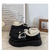 Retro British style velvet small leather shoes women's 2025 new autumn and winter warm platform muffin loafers cotton shoes ins