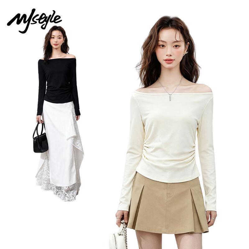 MJ STYLE Off-Shoulder Long-Sleeve Top S