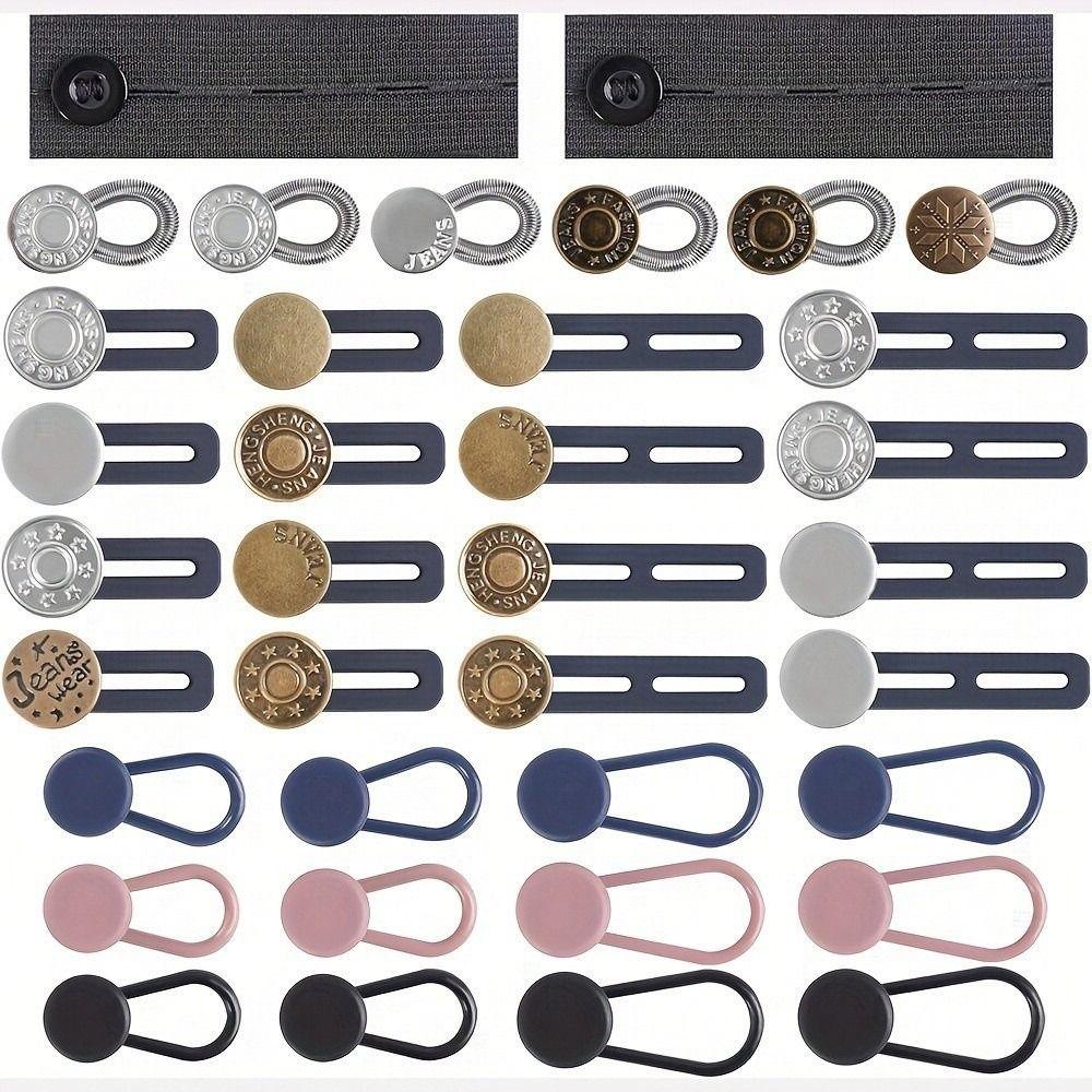 12/16/24/26 pcs Strong Elasticity Button Extenders Button Style Waistband Expander for Jeans
