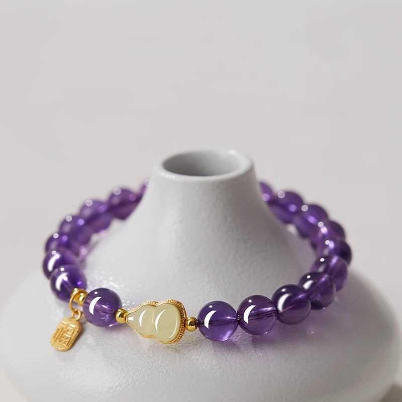 2025 Popular Uruguay Amethyst Imitation Bracelet for Women with Nine Purple Li Fire Gourd and Fu Card Crystal Jewelry