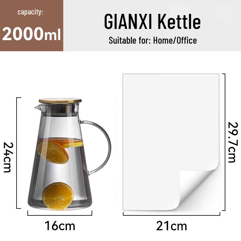 Caraffa per Acqua in Vetro Borosilicato Resistente al Calore GIANXI da 1,8L