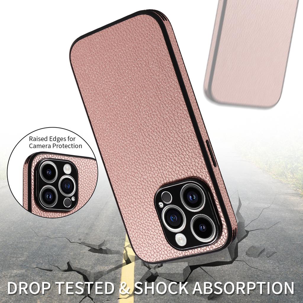 Suitable for iPhone15 Mobile Phone Case 13Pro Lychee Pattern All-inclusive Anti-drop Protective Case Apple 12 Solid Color Leather Case