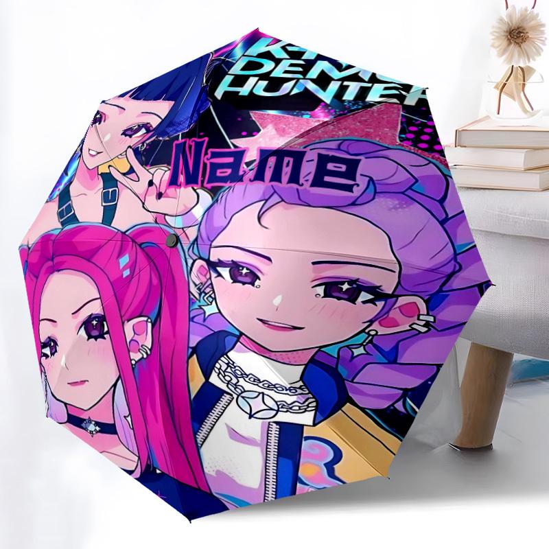 1pc KPop Hunter Custom Name Automatic Folding Umbrella, Durable Plastic & Iron, Lightweight for Outdoor Daily Use  S1230027