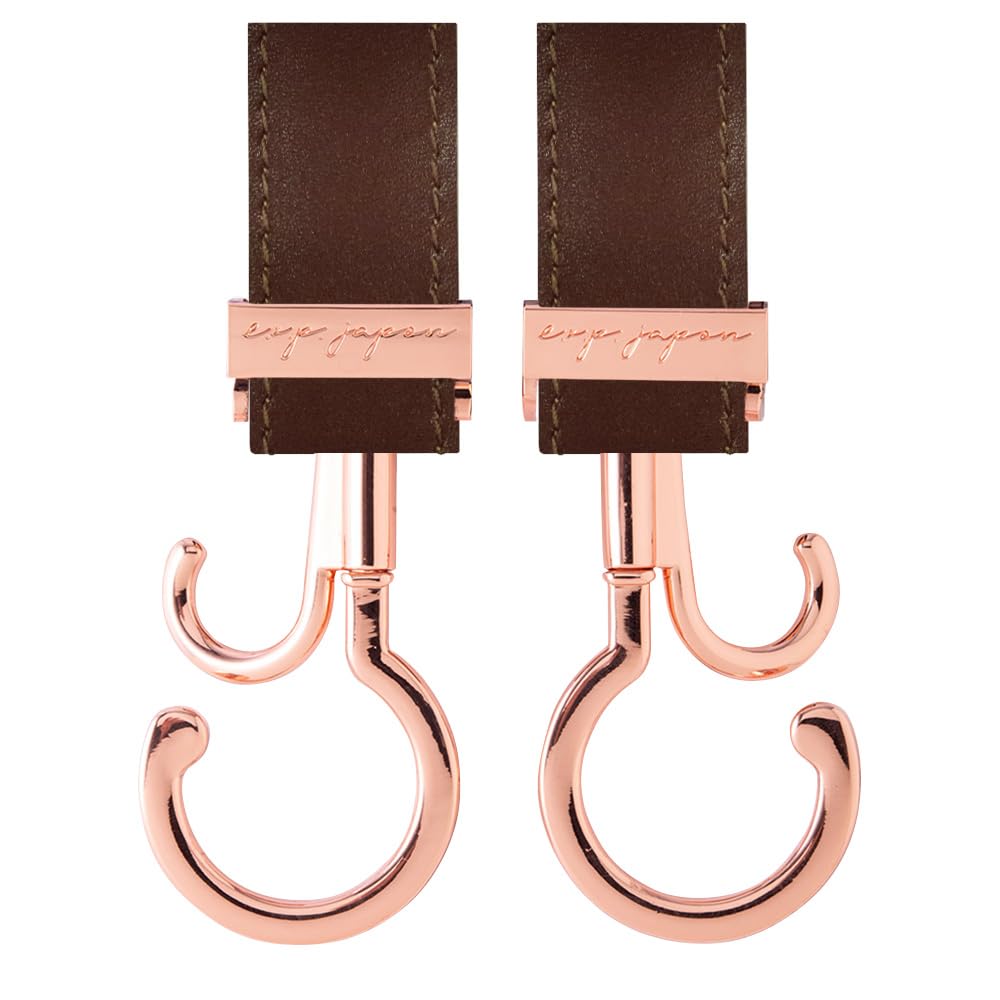 

e.x.p.japon Крючок для коляски PKG - Коричневая синтетическая кожа Вращающийся на 360 градусов двойной крючок для коляски (Прибл.) В11.5см х Ш3см х Г6см (Упаковка из 2 шт.) e-bgh11pg