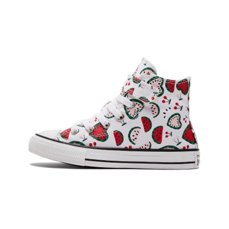 Converse All Star 1V Fruit Print High Top Kids Canvas Shoes Kids Sneakers White Red Green A02604C