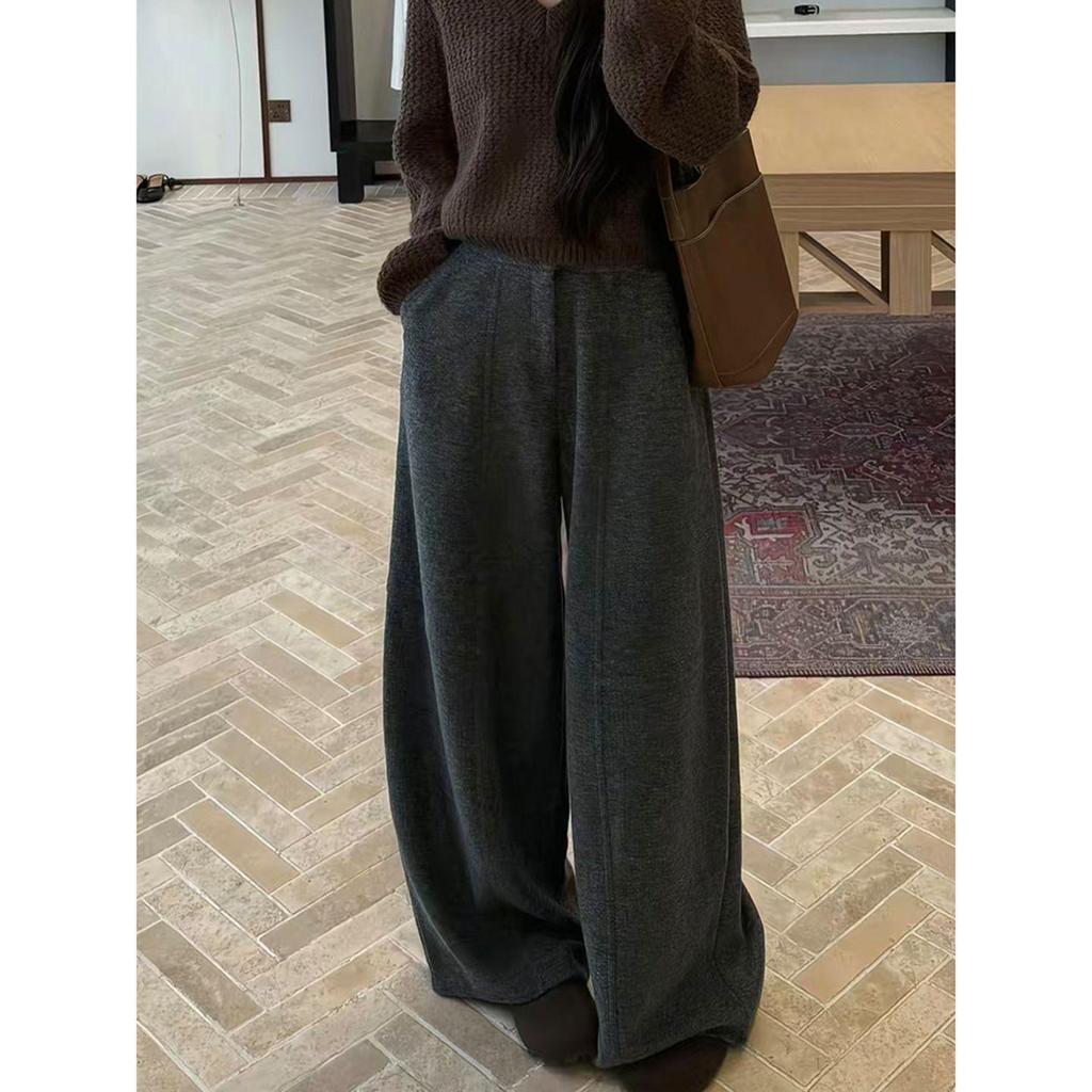 Women's Retro Wool Blend Relaxed Slimming Wide-Leg Pants - 2025 Autumn/Winter Collection