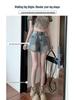Women's High Waist Frayed Denim Shorts - Loose, Retro A-Line, Wide-Leg Summer Hot Pants
