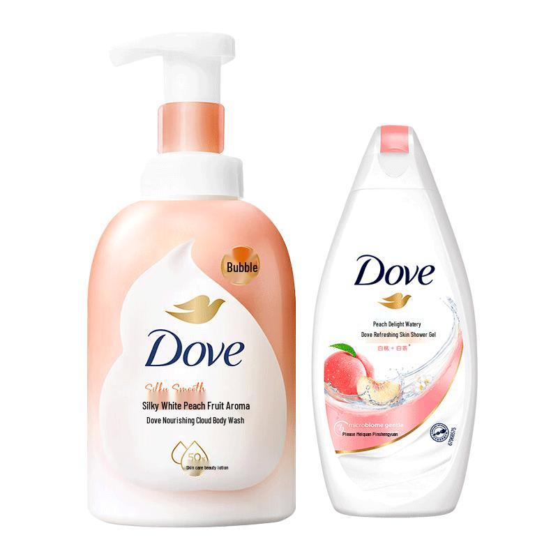 Dove Peach Fruit Scent Foaming Bath & Body Wash Set