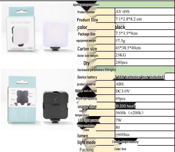 Portable RGB Mini Tofu Light for Selfie & Mobile Live Streaming