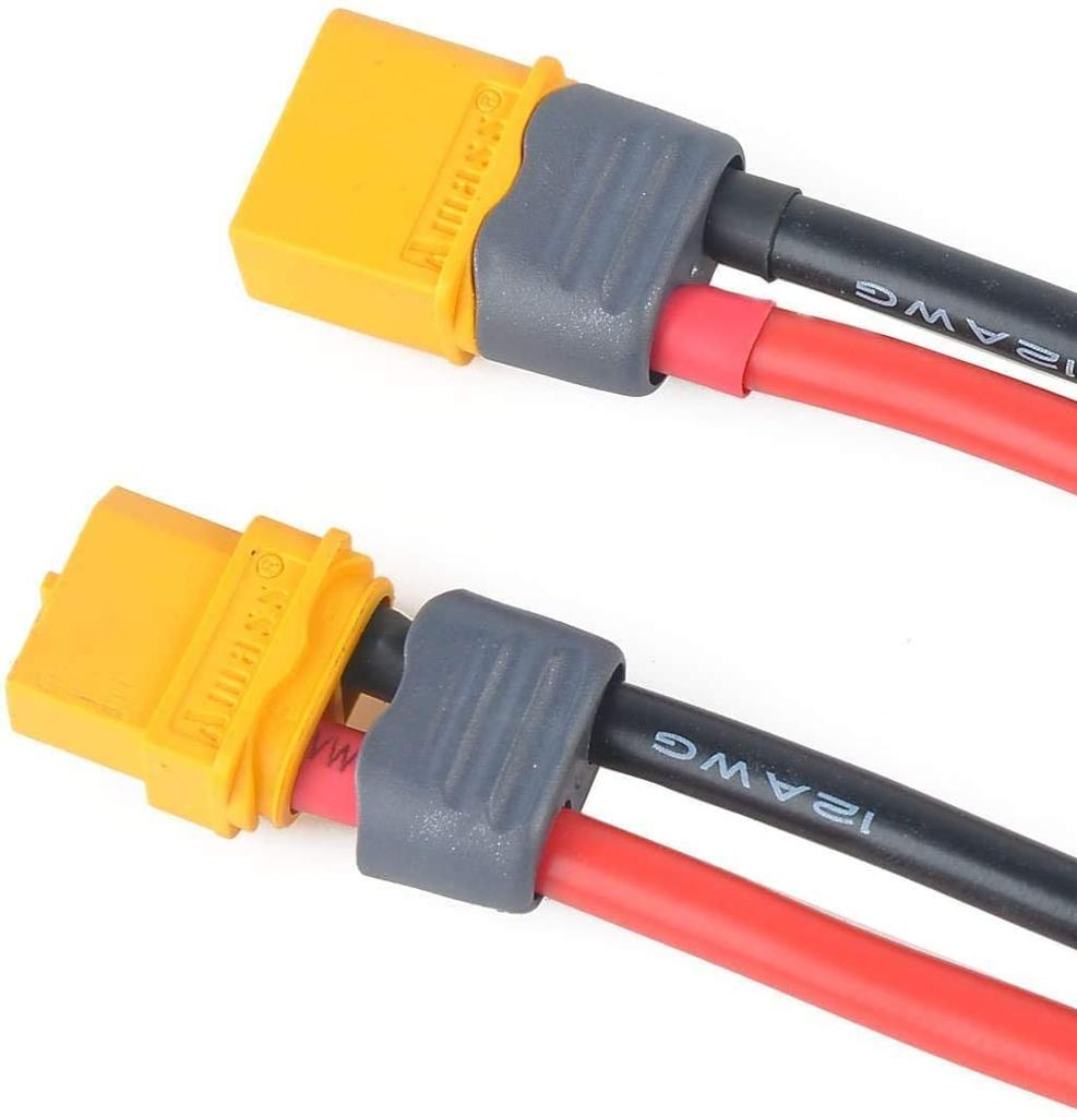 2 Pairs XT60 Male-Female Connectors with 150mm 12AWG Wire | Gold-Plated for High Conductivity | Ideal for LiPo Battery FPV Drone | Yellow, Plastic