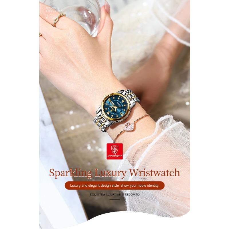 POEDAGAR Casual Women Wristwatch Waterproof Luminous Date Week Quartz Watches Stainless Steel Elegant Dress Ladies Watch