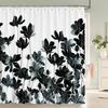 Nordic Flower Leaves Printed Fabric Shower Curtain Waterproof Polyester Bath Curtain Floral Leaf Curtains For Bathroom Decor