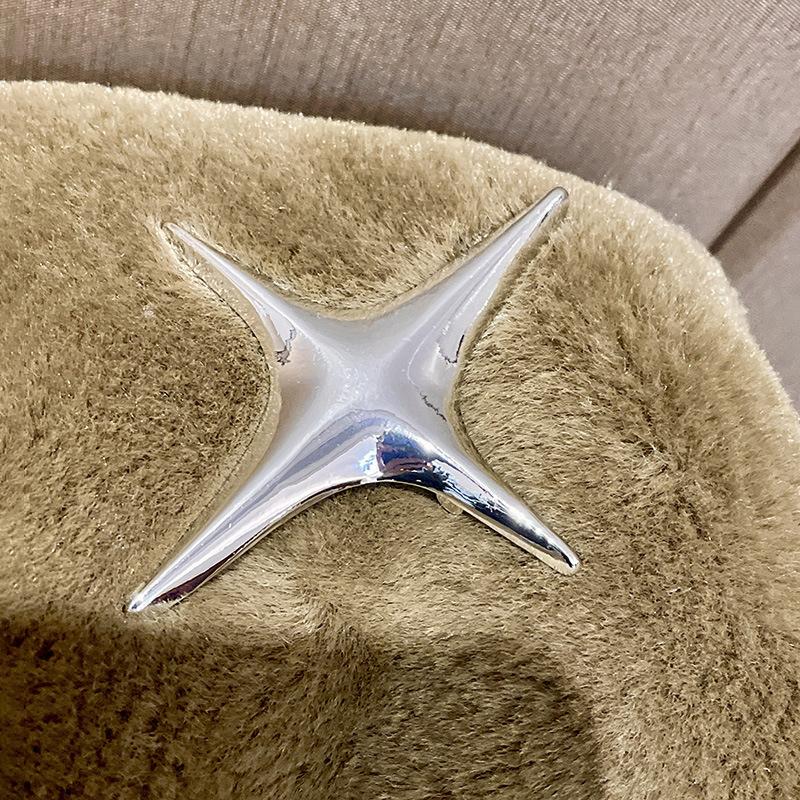 Punk Rock Silver Color Metal Cross Star Brooches Temperament Jesus Lucky Brooch Pins For Men Women Shirt Jewelry