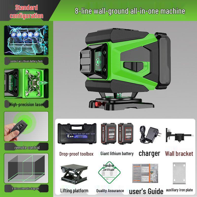 16-Line High-Precision Outdoor Green Laser Level with Strong Light and 12 Infrared Wall Stickers