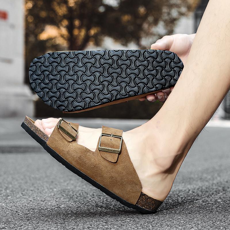 New Fashion Men's Cork Sandals Classic Cork Slippers Male Summer Beach Sandals