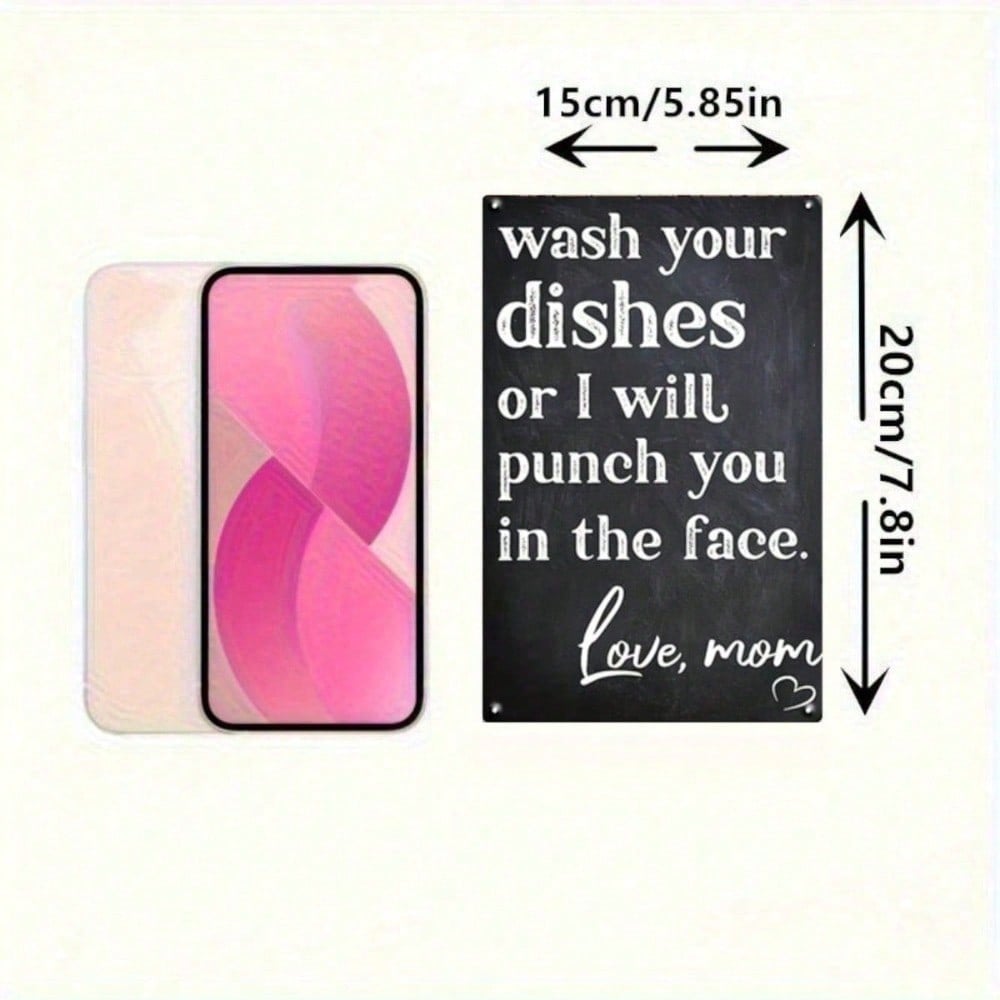 

Funny Kitchen Sign Wash Dishes or Face Punch Wood Wall Art Home Decor Gift for Women Mom 20x30 разноцветный