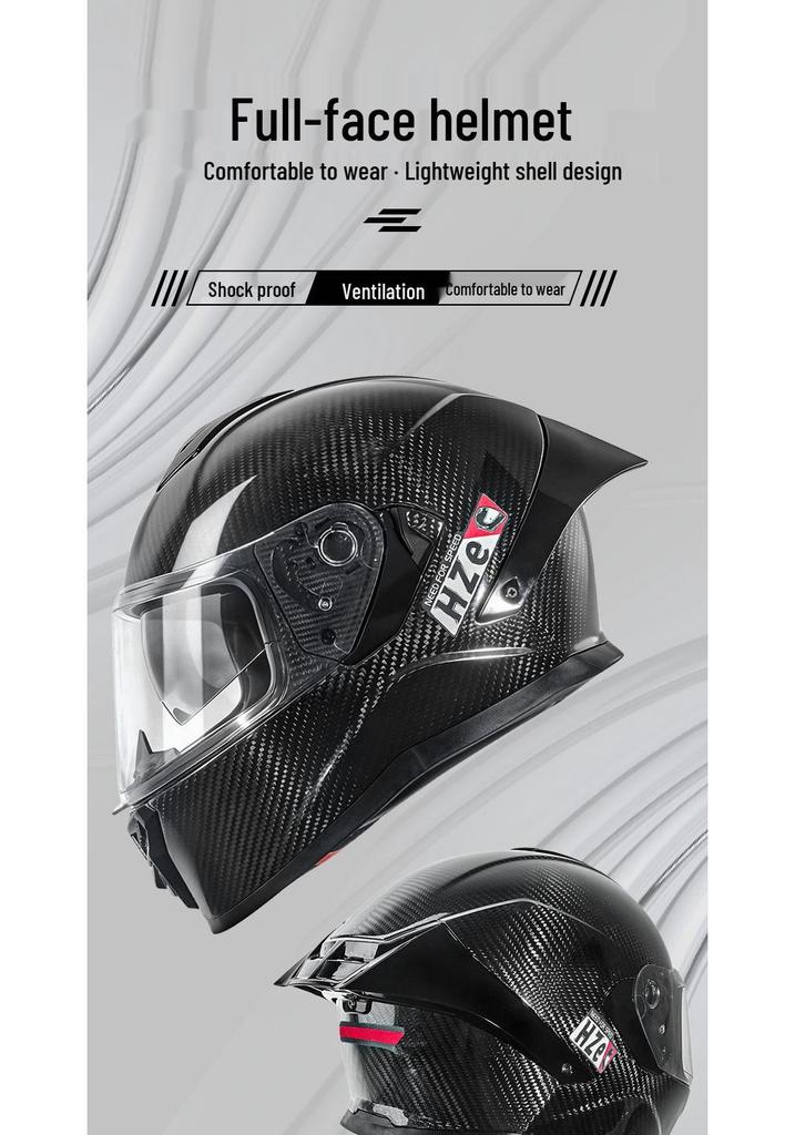 Ultra Lightweight Carbon Fiber Double Lens Full Face Cycling Helmet