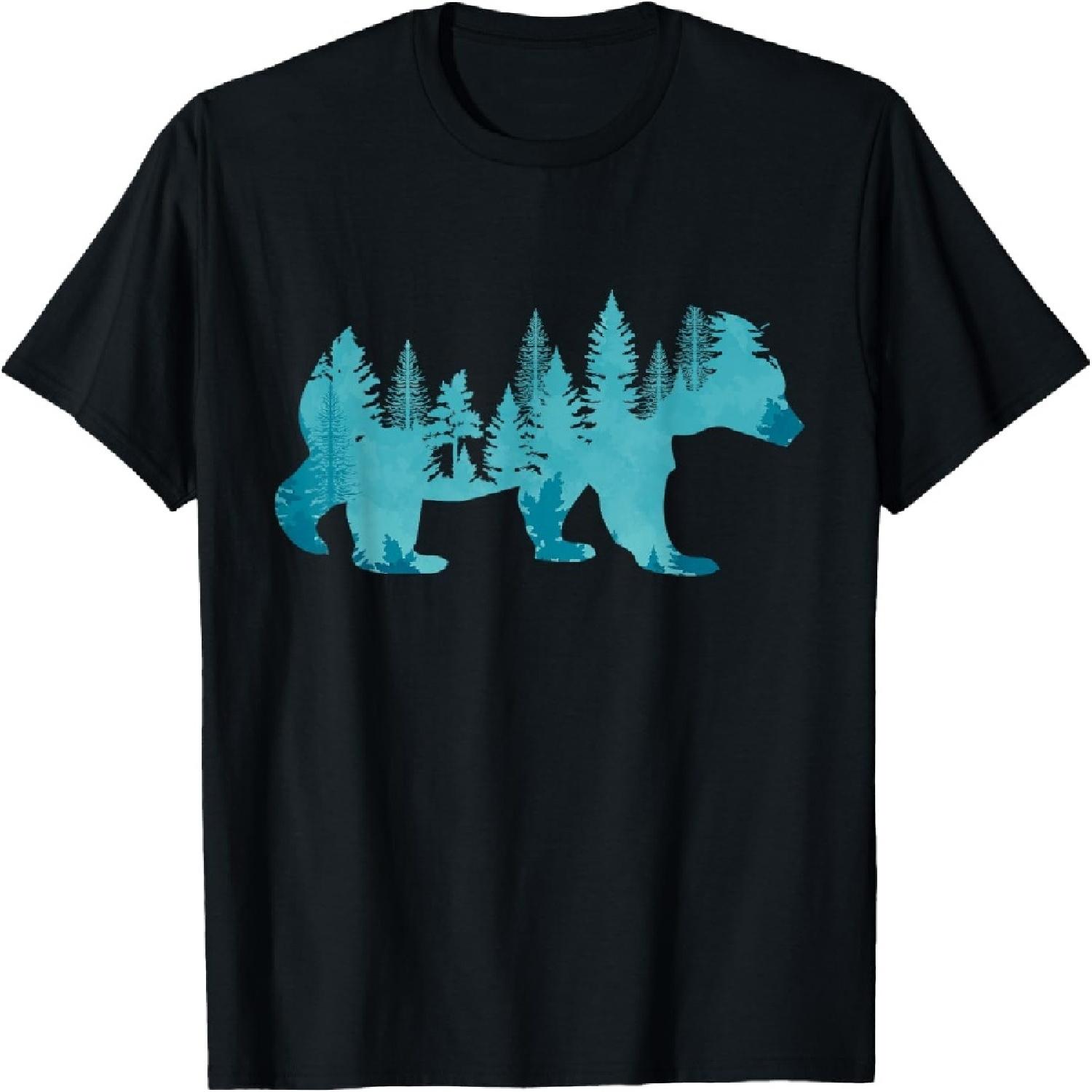 Nature Forest Mountains Trees Wildlife Animal Brown Bear T-Shirt XXXXXL разноцветный