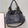 Retro Denim Tragetasche & Crossbody Motorradtasche mit großem Fassungsvermögen für Damen